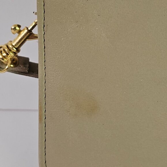 Buxton Beige Leather Crossbody Wallet Clutch‎ Purse Wristlet With Mirror 《834》M - Picture 2 of 12